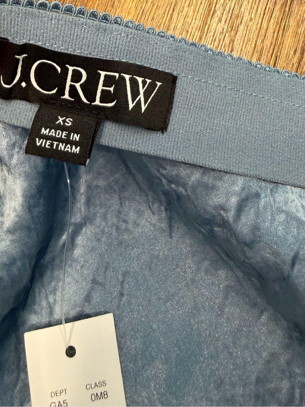 NEW J. Crew Lace-trim slip skirt matte textured satin Regatta Blue XS CM757 $138 - Picture 9 of 11